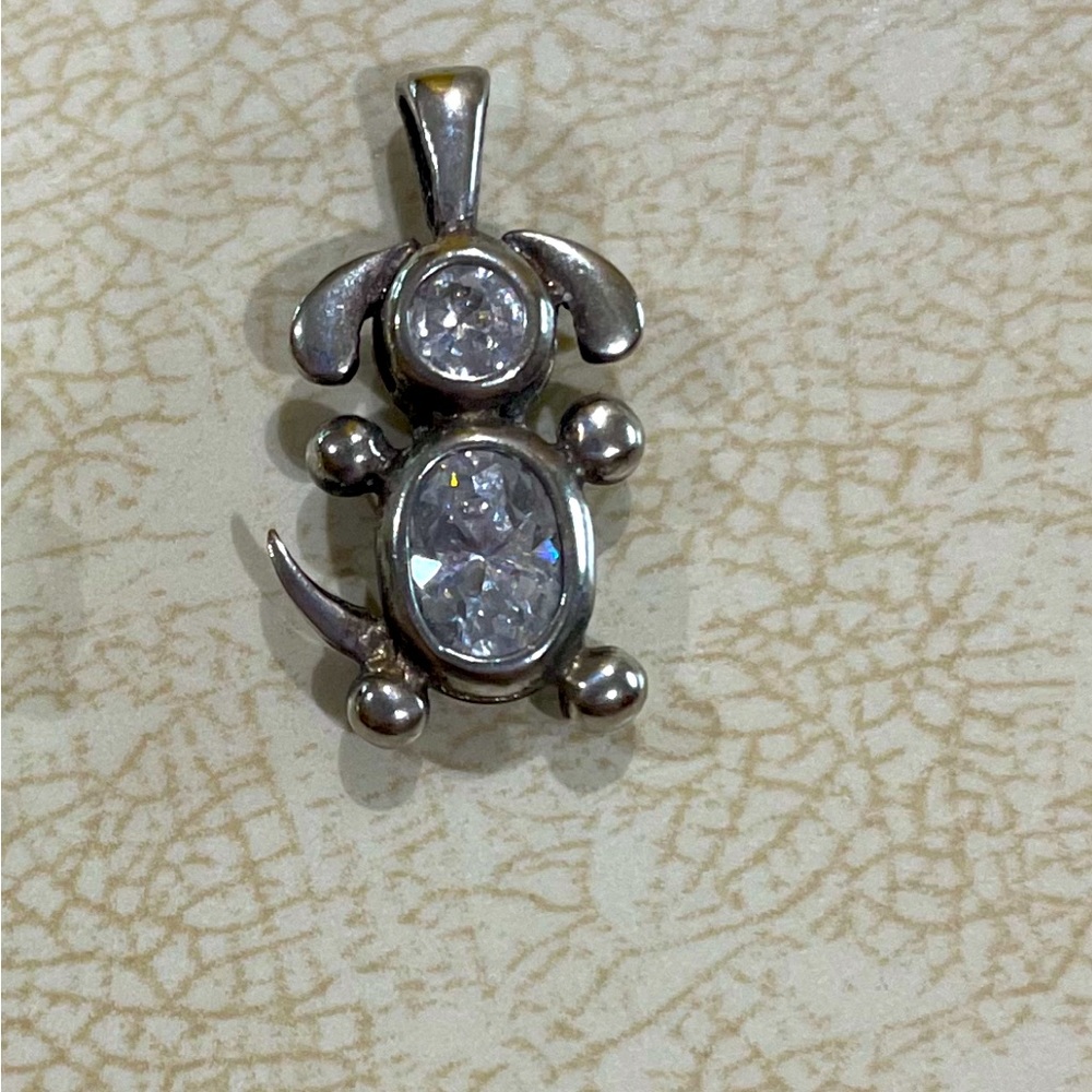 Sterling Silver with April Stone doggy pendant
